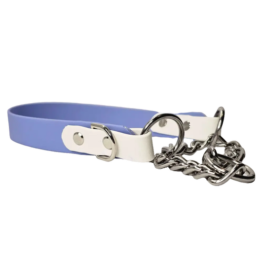 Waterproof Periwinkle Two Tone Martinggale dog collar