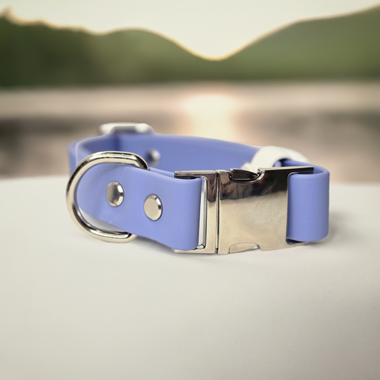 "Stay Stylish and Dry: The Ultimate Periwinkle Biothane Dog Collar for Water-Loving Pups!"